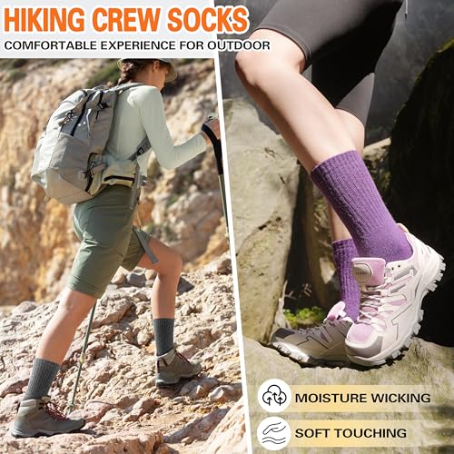 Sandsuced 5 Pack Merino Wool Boot Hiking Socks for Women Warm Winter Thick Thermal Cozy Work Soft Ladies Socks3