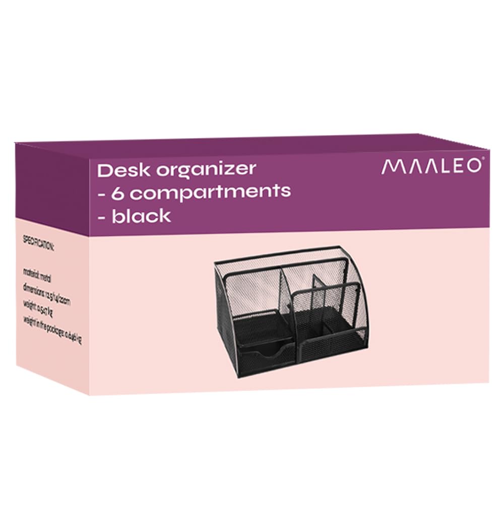 ISO TRADE Desk Organizer 6 Black compartments and 1 Drawer for Home Office 15987 Organizatory szafkowe, Wielobarwny, Wyjątkowy