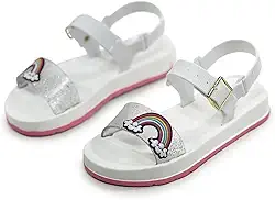 Sandália Infantil Arco-Íris Menina Glitter Fivela Leve