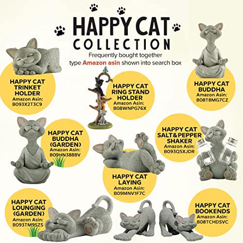 Jfsm Inc. Whimsical Happy Cat Grey Buddha Figurine Meditation Yoga Collectible - Happy Cat Collection - Cat Lover Gifts, Yoga Gifts, Meditation Gifts, Yoga Decor, Namaste Gifts #TOP6