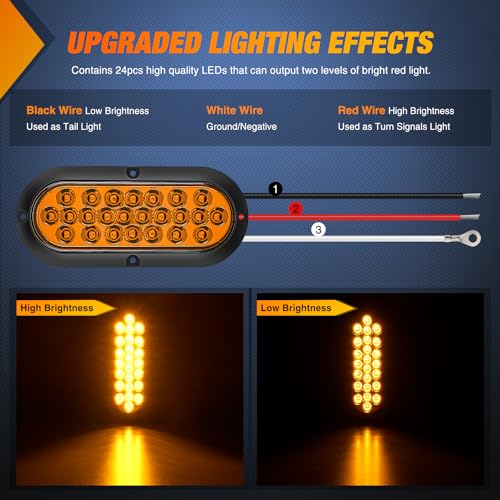 Image of Nilight 6Inch Oval Tail Light 2PCS Amber 24LED Turn Signal Lights Surface Mount Sealed IP67 Waterproof for 12V Caravan Truck RV Camper Trailer Bus
