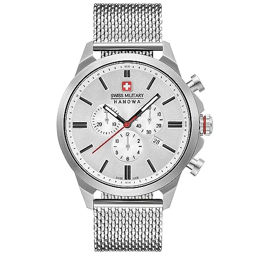 Swiss Military Hanowa Orologio analogico al quarzo unisex per adulti con cinturino in acciaio inox 06-3332.04.001.09, argento, Bracciale
