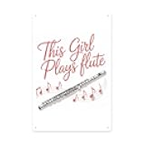 This Girl Plays Flute, Flutist Female Musician Metal Tin Sign 8X12 Inches Wall Art Outdoor Garden Decor Home Decoration