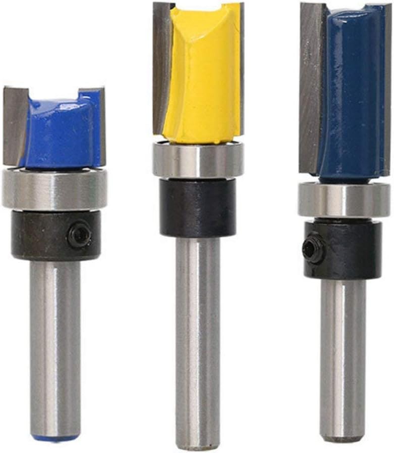Wood Milling Cutter, DeSS 3Pcs/Set 1/4" Diameter Shank Flush Trim Pattern Router Bit Set Top Bearing Cutter AE