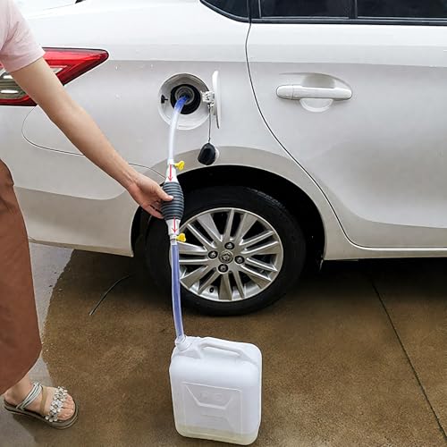 Benzinpumpe Handpumpe, Absaugpumpe Kraftstoffpumpe, Transferpumpe, 1M Länge Ölabsaugpumpe, Multifunktions Flüssigkeitssauger, mit 2 Metallklammer, für Gas, Benzine-Olie, Diesel, Vloeibaar Aquarium
