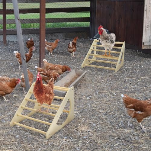 Image of Chicken Roosting Bar Solid Wood Roosting Ladder Poultry Perch Stand Jungle Gym for Backyards Chicken Coops Farms Chicken Toy for Chicks Hens Roosters Large Birds Parrots Macaws S