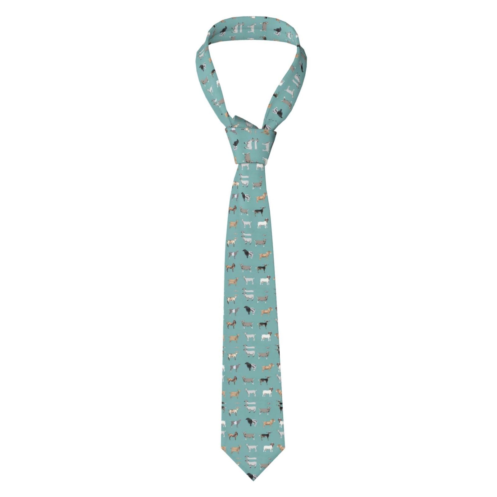 Hnnkloy Classic Neck Tie Goat Breeds Blue Men'S Necktie