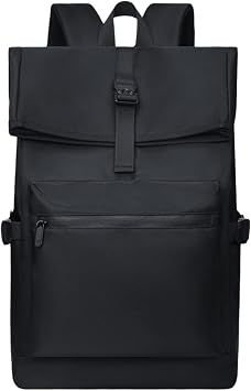 Laptop Backpack with Large Capacity, Men Light Durable Business Leisure Travel Aesthetic Casual Daypack, Smart Daily Backpack Black