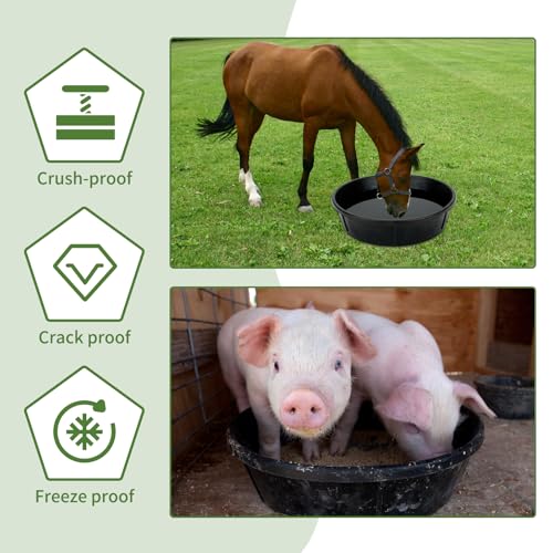 GINDOOR 3Pcs Bandeja De Borracha Para Alimentação, Balde De Ração Para Cavalos De 12 Litros, Balde D