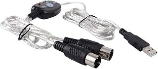 Midi to USB Cable Adapter, USB to MIDI Cable 2 in 1 Keyboard Synthesizer Drum for Editing Recording Professional MIDI Adapter Cord with Windows/Mac for Studio