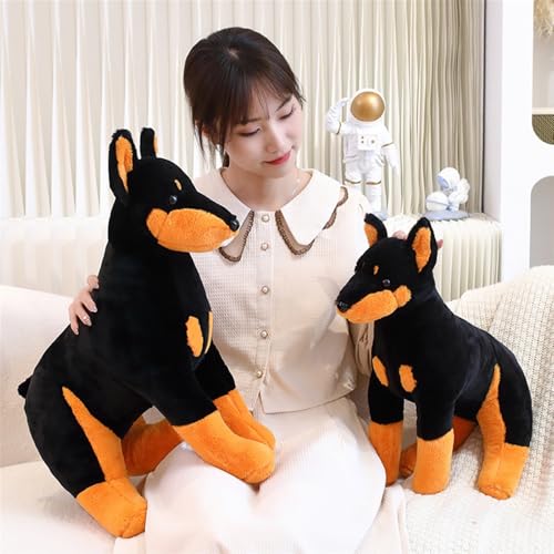 KUKUShining Realistisches Doberman Kuscheltier, Weicher Hund Stofftier Plüsch Kinder und Sammler Perfekt für die Wohnzimmerdekoration(40cm/15.7in)