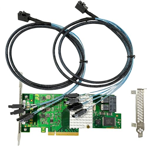 Image of SAS HBA Card Compatible with 9211-8i & LSI 9300-8i IT Mode PCIe SATA Expansion Card, 8-Port 12Gbps PCIe 3.0 x8, SAS Expander Support, HBA Controller with 2X SFF-8643 to 4X SATA Cables for ZFS TrueNAS