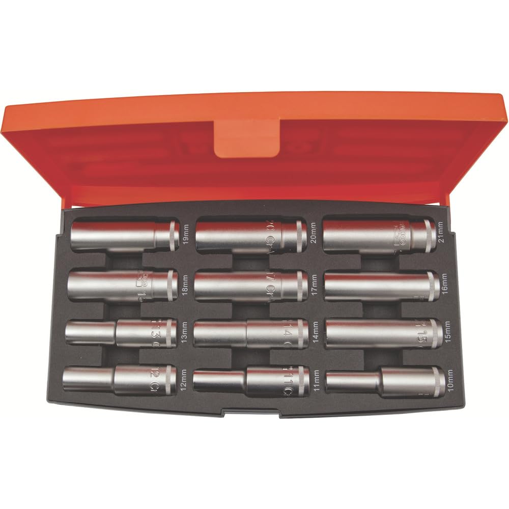 Bahco S1612L 1/2"" Drive 12 Piece Deep Metric 6 Point Socket Set 10-21mm