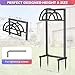 OLV Garden Hose Holder, Outdoor Freestanding Heavy Duty Water Hose Holder Reel with 4 Spikes Holds 150-ft Water Pipe, Detachable Metal Hose Storage Stand Hanger Rack for Outside Yard Lawn Farm, Black