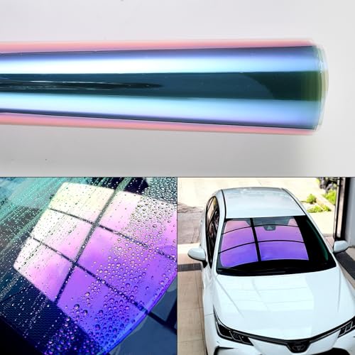 Image of Chameleon Dreamy Purple Windshield Tint 65% VLT Car Front Window Tint Colorful Purple Blue Color Change Effect Car Window Solar Protection Film, 29.52 inch x 118.11 inch