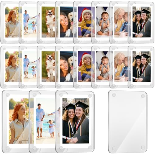 Remerry 24 Pcs Acrylic Fridge Magnetic Frames for Photos Compatible with Polaroid Instax Mini Pictures Double Sided Clear Fridge Magnetic Frame for Family Friend Class of 2026, 2.36 x 3.54 Inch