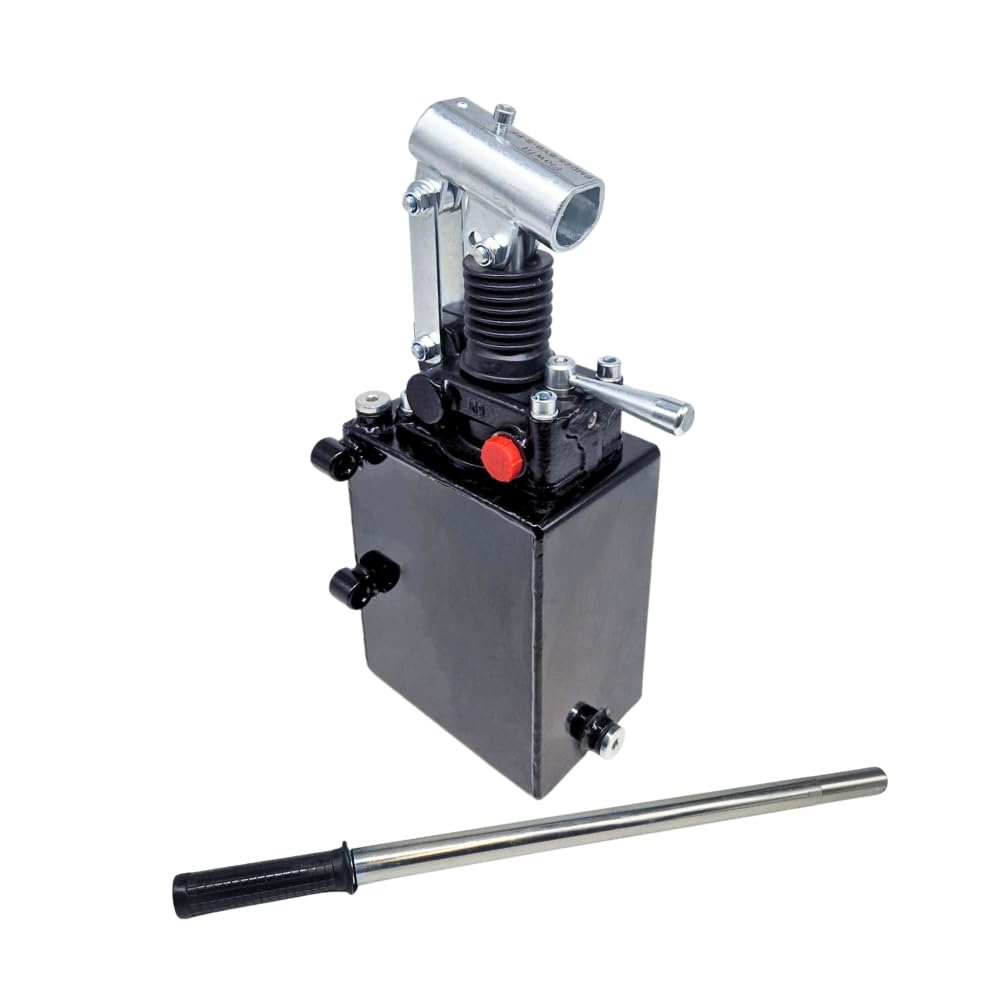 Hydraulische Doppeltwirkende Handpumpe 25cc für doppeltwirkenden Zylinder Montiert mit einem Tank 600mm Handhebel enthalten (2 Liter/ohne Überdruckventil)