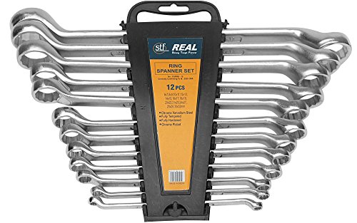 Real stf Real Heavy Duty Round Ring Spanners with Hanging Tray - 12 Pcs Set