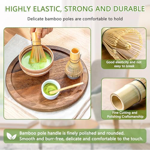 Fruste di Bamboo Set di 3 Pezzi giapponesi Matcha con 2 cucchiai Matcha 1 frusta Matcha in bambù 80-100 setole - immagine 4
