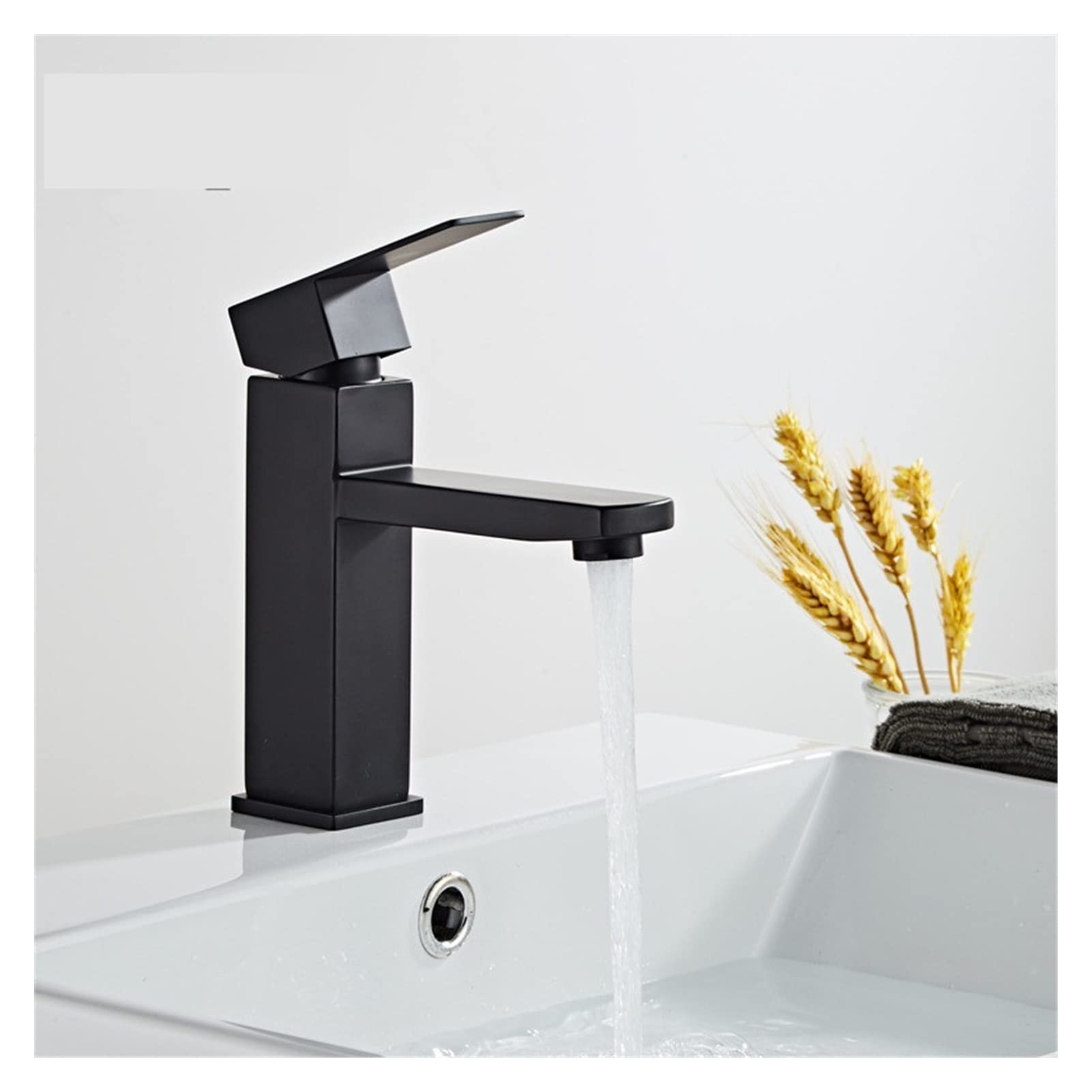 Mooilko Style 3 Black Short Bathroom Basin Faucet Black Baking 304 Stainless Steel Sink Mixer Tap Cold Sink Faucet Bathroom Lavotory Faucet Easy To Install(Style 3 Black Short)