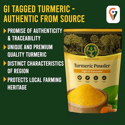 Image of THE HAND OF NATURE GI Tagged Waigaon Turmeric Powder 200g x 1 | High Curcumin Natural Haldi | Pesticide & Chemical Free | Lab-Tested for Purity | Farm Grown Turmeric | Rich in Natural oil
