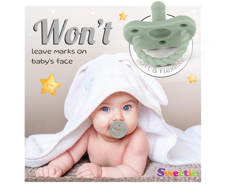 Miniatura 6 de Sweetie Chupetes de silicona para recién nacido, chupete de silicona suave, sin BPA, juego de 2 chupetes (negro)