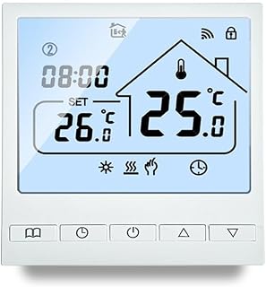 Für Smart Programmierbares Bodenthermostat mit Hintergrundbeleuchtung für Tuya Sprachsteuerung, WiFi Heizungsregler für Unterboden, 5+2 Tage Zeitplan, energiesparend, Weiß (WiFi 25A)
