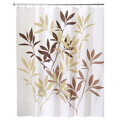 iDesign Fabric Leaves Shower Curtain for Master, Guest, Kids', College Dorm Bathroom, 72