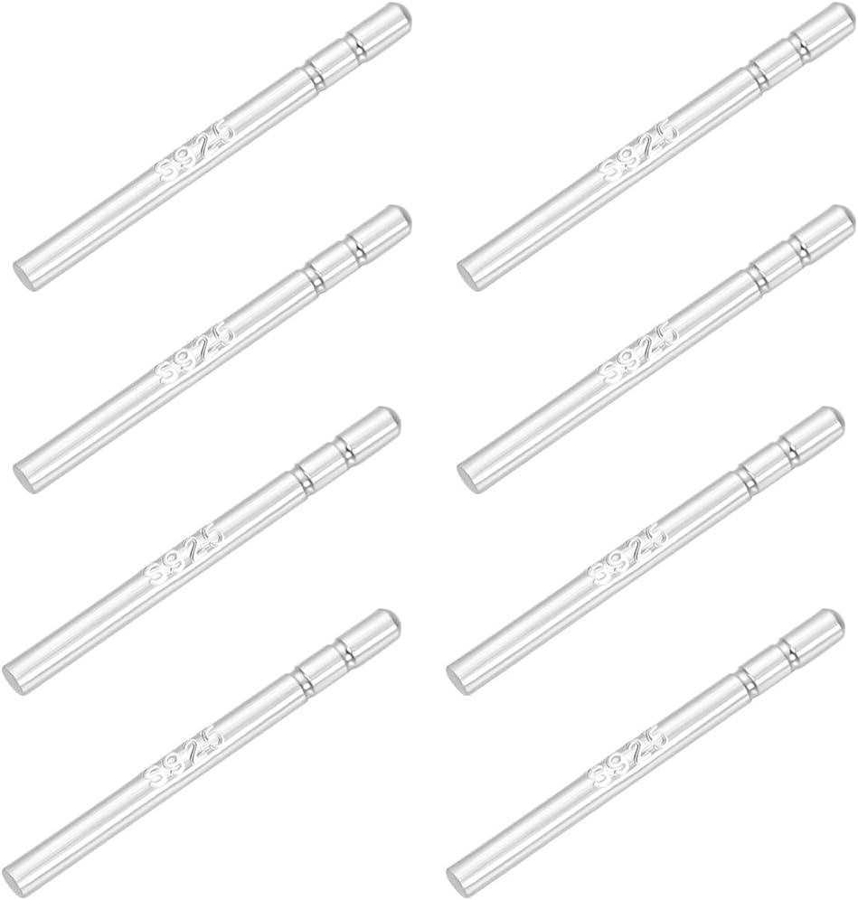 Beebeecraft 1 Box 30Pcs 0.8mm Thick Double Notch Post 925 Sterling Silver Stud Earrings Nail Posts-Earback Post Earring Studs Findings for Ears Piercing Jewelry Making Supplies DIY Crafts
