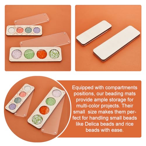 Image of AHANDMAKER 2Pcs Wooden Jewelry Storage Tray with Glass Lid 2 Sizes Wood Bead Board with Lid 4 Slot Old Lace Bead Storage Organize for Beads, Bracelets, and Small Accessories
