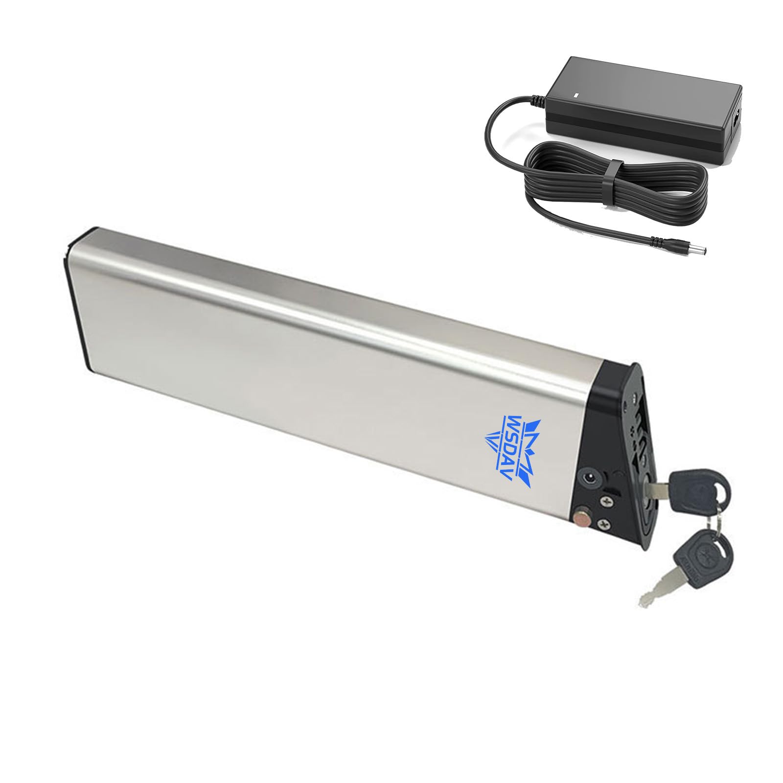 Lithium-Akkupack 36V 8Ah 10Ah 12Ah 14Ah, Unterrohr-Akku 36V, innenliegende versteckte Akkus mit Ladegerät und Schlüsselschloss,36v10ah (330mm