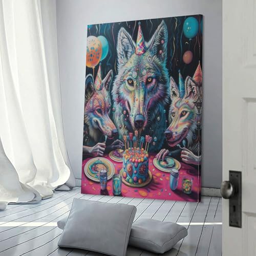 Idée cadeau avec cette impression sur toile de loup pour décoration murale de chambre