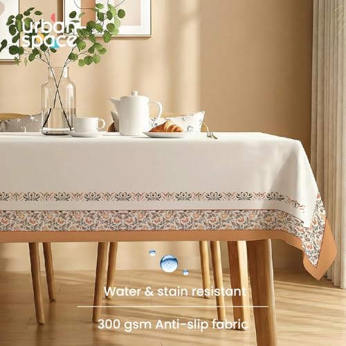 Image of Urban Space Sicilia Table Linen Collection - Premium Water & Stain Resistant Dining Table Cover for 4 Seater, Anti Skid Table Cloth for Center Table (Still Morning, 4 Seater 52 inch x 72 inch)