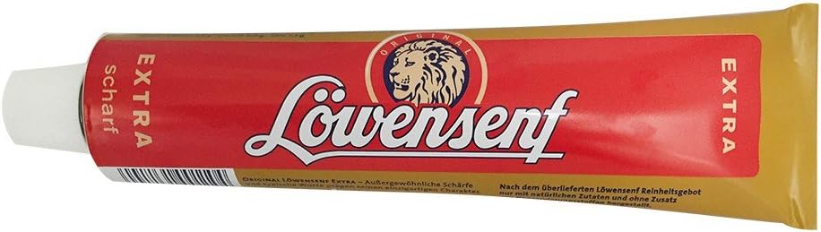 Düsseldorfer Löwensenf - Extra Scharf - (200 Ml/8.4 Oz Tube) - Very Hot Mustard Thatâ€™s Original for Sure