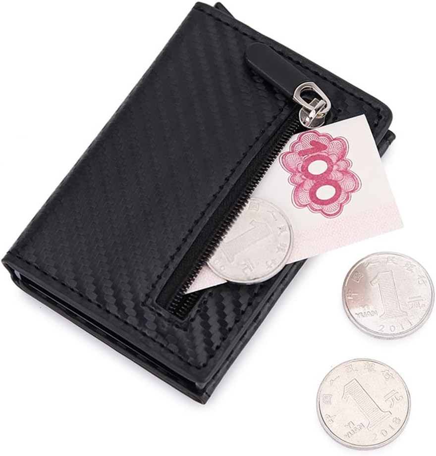 Automatic Business Credit Card Holder Id Badge Holder Card Case Vertical Smart Vintage PU Leather Men's Mini Wallet
