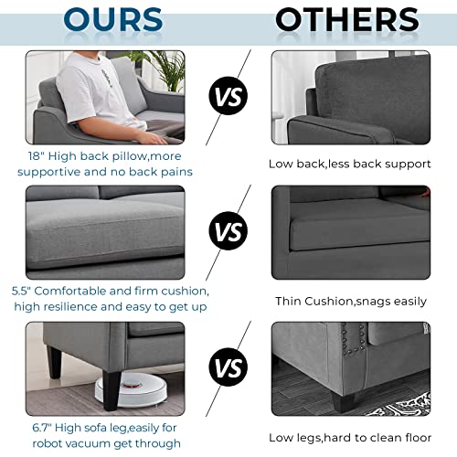 Vingli Mid-Century Modern Sofa,71" Sofa Couch For Living Room,Small 3 Seater Loveseat Sofa For Small Space,Bedroom,Apartment,Studio #TOP2