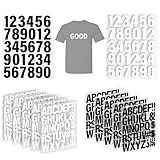 HAUUFENN アイロンプリント アルファベット ステッカー 黒白 12枚セット（文字10枚＋数字2枚）転写シール アイロンシール 背番号 アイロンシート アイロンプリントシート 文字シール アルファベット シール 数字 ステッカー 衣類用 DIY対応
