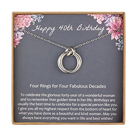AnalysisyLove 40th Birthday Gifts for Women, Sterling Silver Four Circle Infinity Necklace, for Her, 40 Year Old Birthday Jewellery Friendship Gift Ideas for Wife Cover