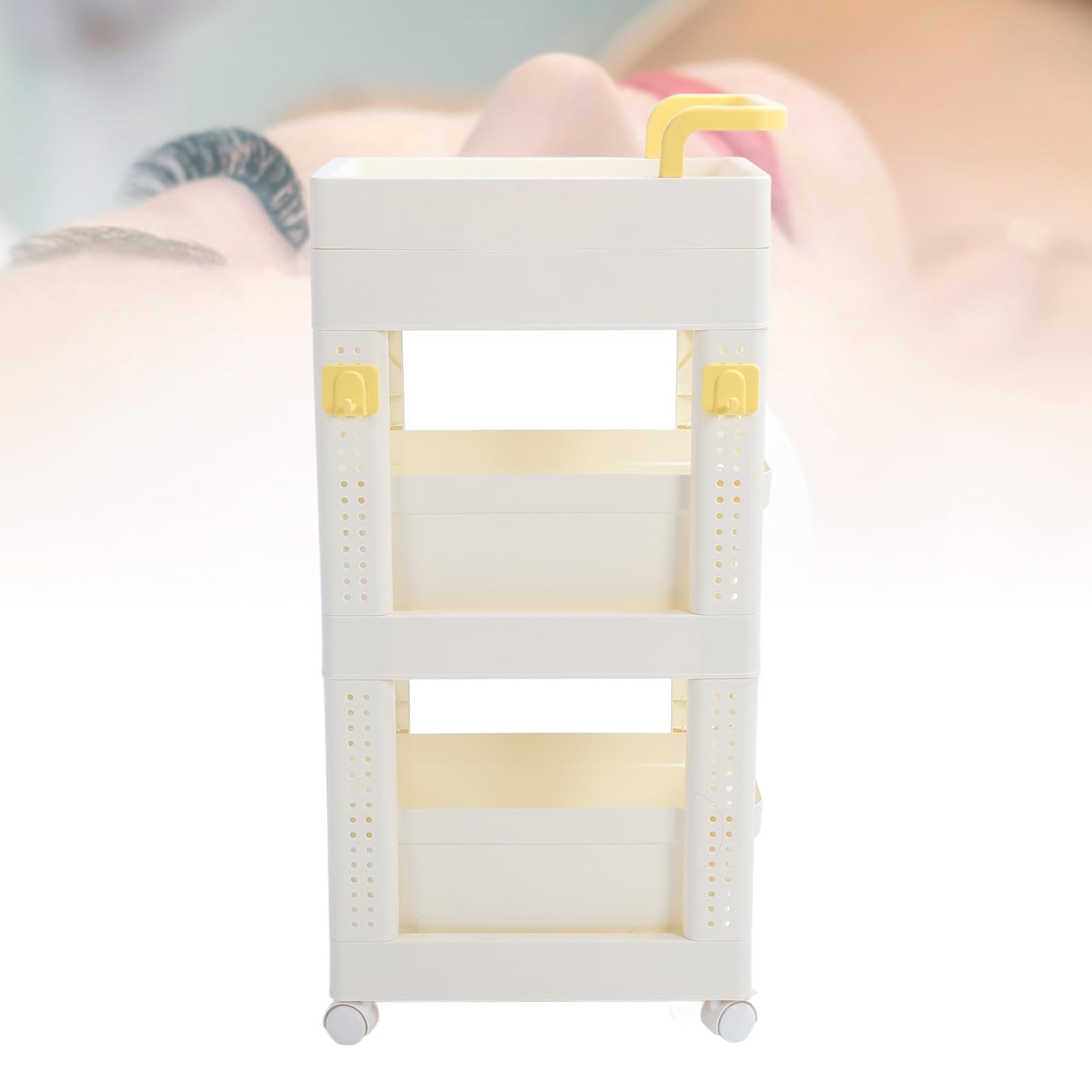 Carrello Multiuso con Rotelle a 3 Livelli con Cassetto, Spaziosa Organizzazione di Stoccaggio per Cucina, Salone di Bellezza e Ufficio 88 X 40 X 25,5 Cm