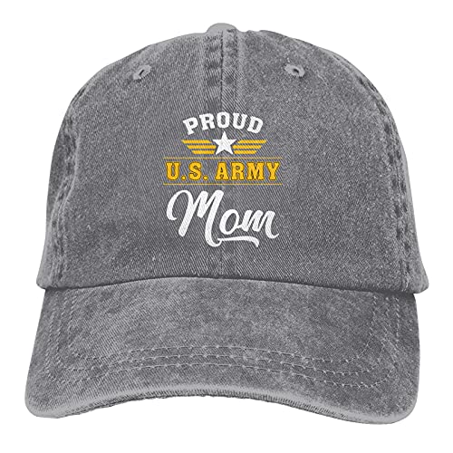 staychicfashion Proud Us Army Mom Hat Unisex Military Baseball Cap Vintage Adjustable Cowboy Cap Veterans Day Mother's Day Gray