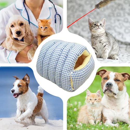 Hundenest – Haustiernest | niedliches verdicktes kariertes Welpenbett | tragbare warme Tasche für Haustiere | waschbarer Katzenschlafbedarf für Sofa, Bett, Stuhl und Boden