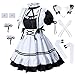 Anime French Soubrette Tablier Lolita Déguisement Cosplay Costume Fourrure Oreilles de Chat Ensemble Chaussettes, noir/blanc, Large