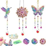CHmiss 3 Stück Aufhängen Windspiel Basteln,Diamond Painting Sonnenfänger Windspiel,Diamond Painting Kinder Basteln,Bastelset Kinder Geschenke für Mädchen