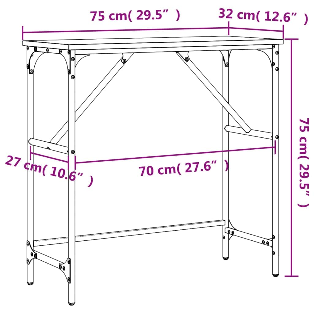 Tavolino Alto E Stretto Tavolino Soggiorno Moderno Tavolino Basso Da Salotto Salotto Da Giardino Esterno Tavolino Consolle Grigio Sonoma 75x32x75cm in Legno Multistrato per Sala Studio