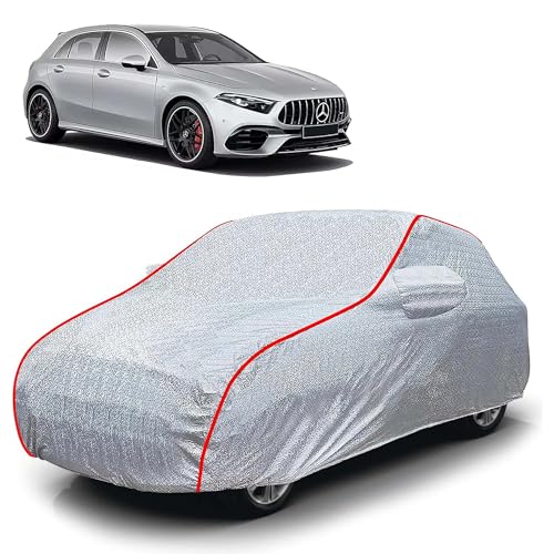 Image of Sulfar 100% Waterproof Car Body Cover Compatible with Mirror for Mercedes Benz AMG (Triple Stitched, Full Bottom Elastic, Magic Silver with Red Piping)