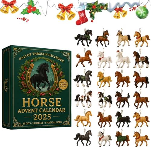 Horse Advent Calendar 2025, Christmas Countdown Calendar with 24 Unique