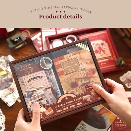 Image of yifely Paper Vintage Aesthetic Scrapbook Kit Scrapbooking Supplies Kit with Bullet Junk Journal,Stationery,A6 Grid Notebook with Graph Ruled Page DIY Journaling Gift for (Coffee Bazaar)
