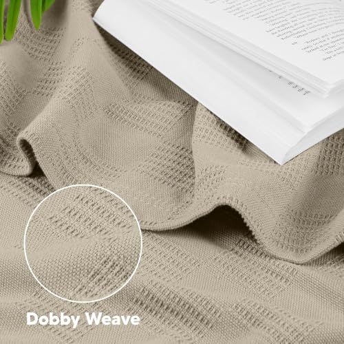 Image of Utopia Bedding 100% Cotton Thermal Blanket Khaki Throw, 50x60 Inches