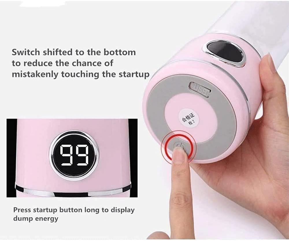 Portable Blender USB Rchargeable Fruit Mixer Machine Personal Size Blenders Moothies and Shakes with 2 Juicer Cup Glass (Color :)