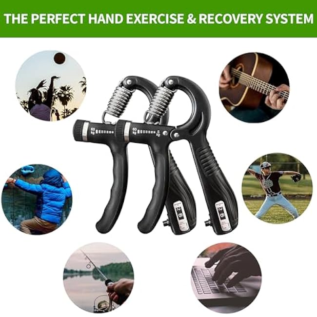 Hand Grip Strengthener, Grip Strength Trainer, 22-132 Lbs Adjustable Resistance Forearm Exerciser Workout for Rehabilitation Athletes Climbers Musicians